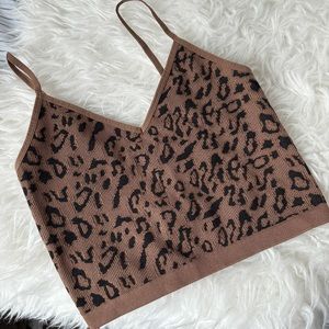 Cheetah print ribbed crop top